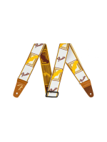 Fender Weighless 2 Monogrammed Strap, White/Brown/Yellow